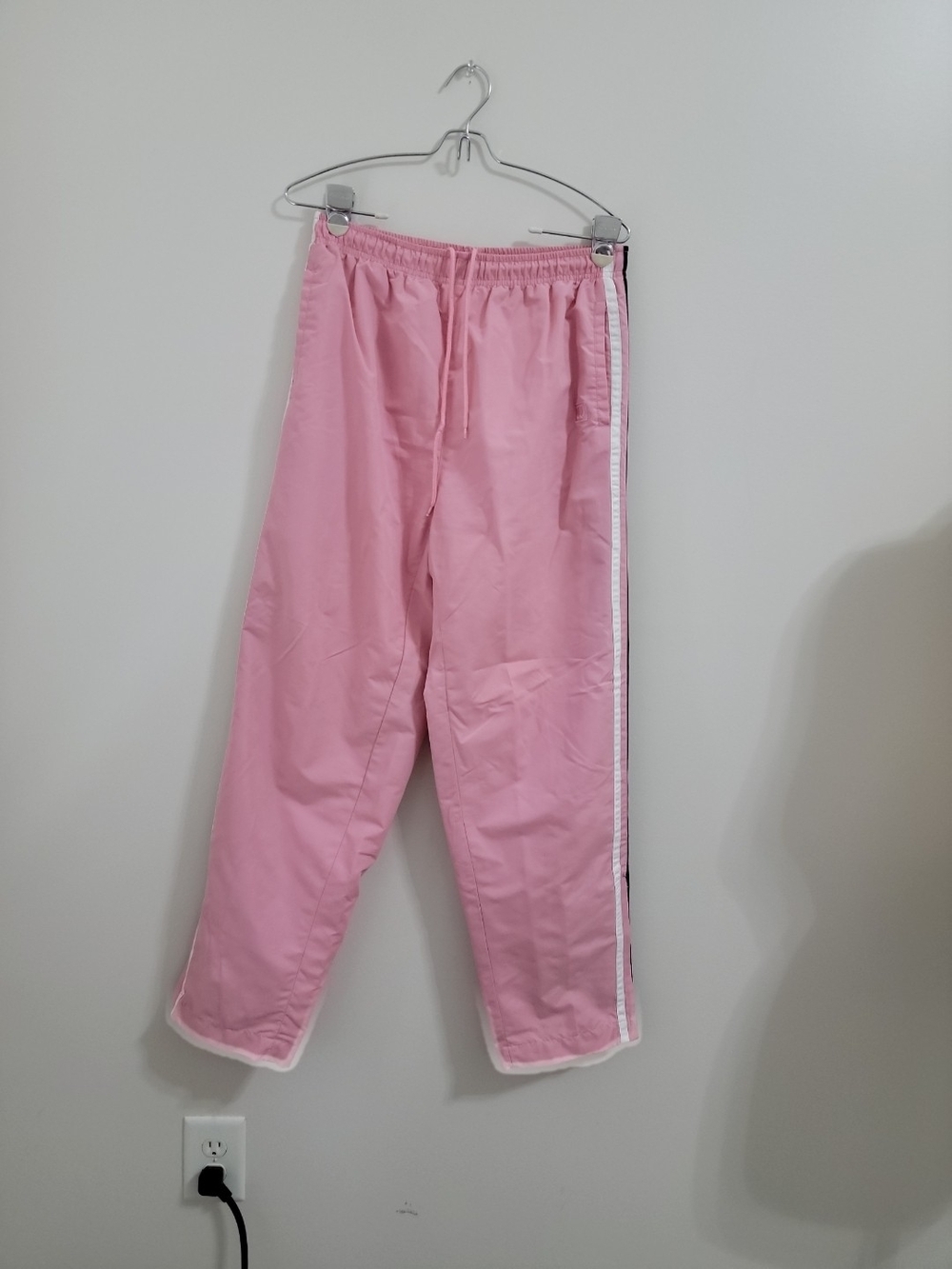 Wilson Vintage 80s Women's Pink Twill Track Pants Straight Leg Medium EUC